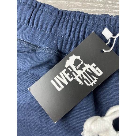 Liver King Men's Cotton Poly Elastic Waist Fleece Sweat Shorts Small Blue New - Picture 6 of 8